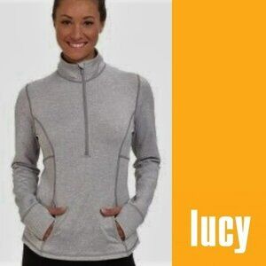 LUCY Tech Keep the Pace Half Zip Pullover Top Womens S Gray Heather Spacedye $89